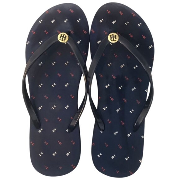 Tommy Hilfiger Blue Flip Flop Slippers – Size 9/10 - Picture 1 of 4
